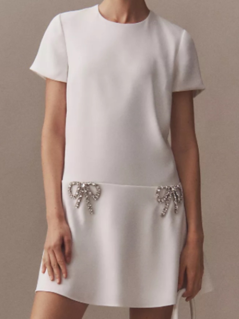 Sachin & Babi Short-Sleeve Crystal Bow Mini Dress - Anthropologie - Size XL
